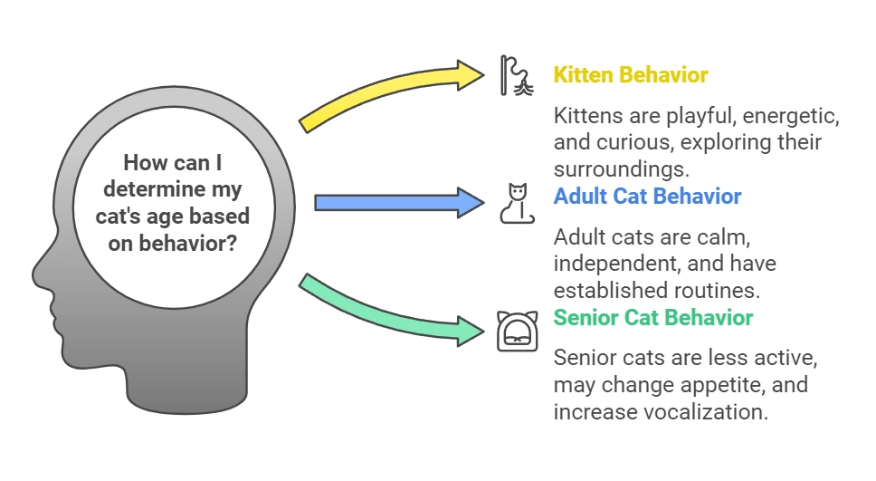 How can I determine my cats age based on behavior